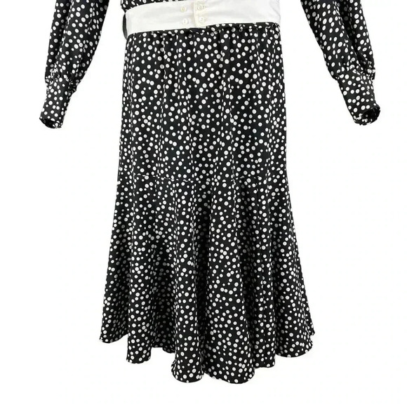 VTG L Rothschild San Francisco Womens L Blouson Dress Ruffle Hem Pearl Buttons - Picture 4 of 15